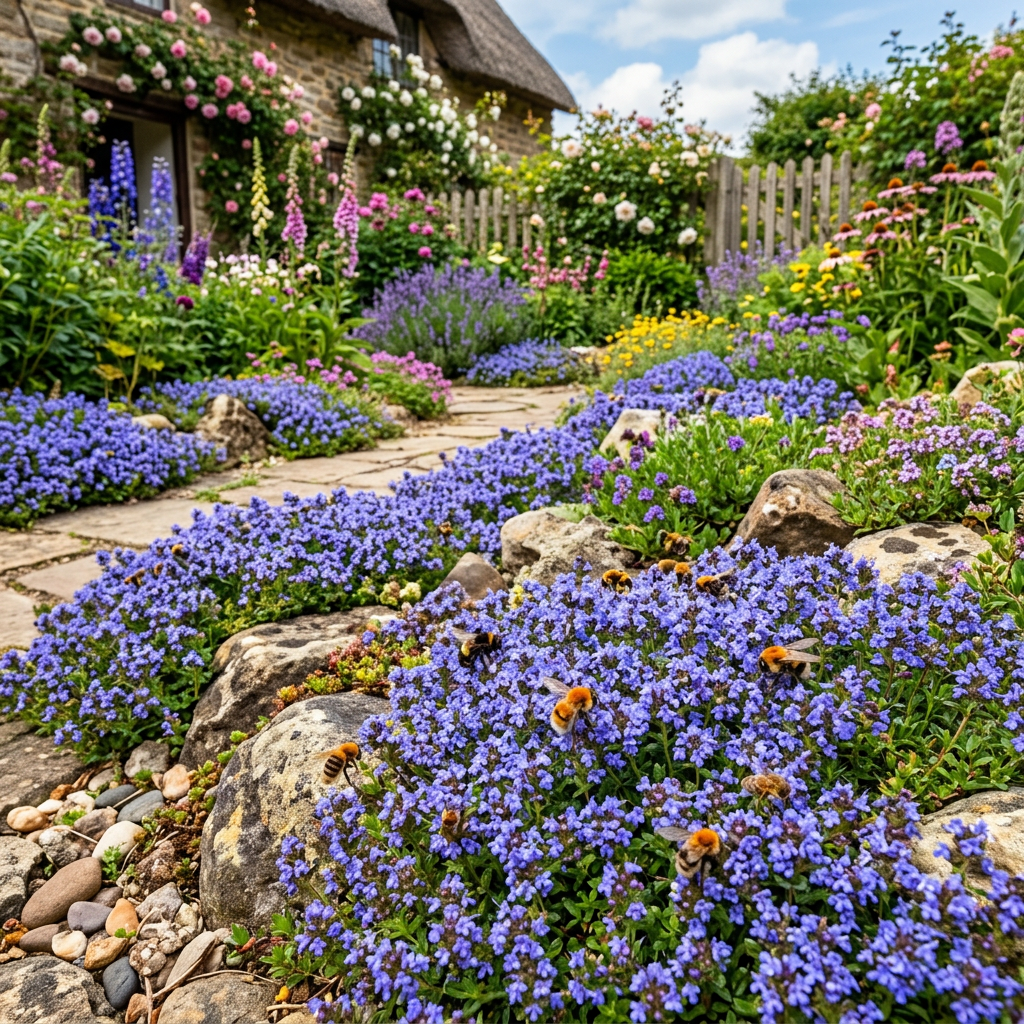 Blue Creeping Thyme Flower Seeds for Planting – Heirloom Non-GMO Ground Cover Variety