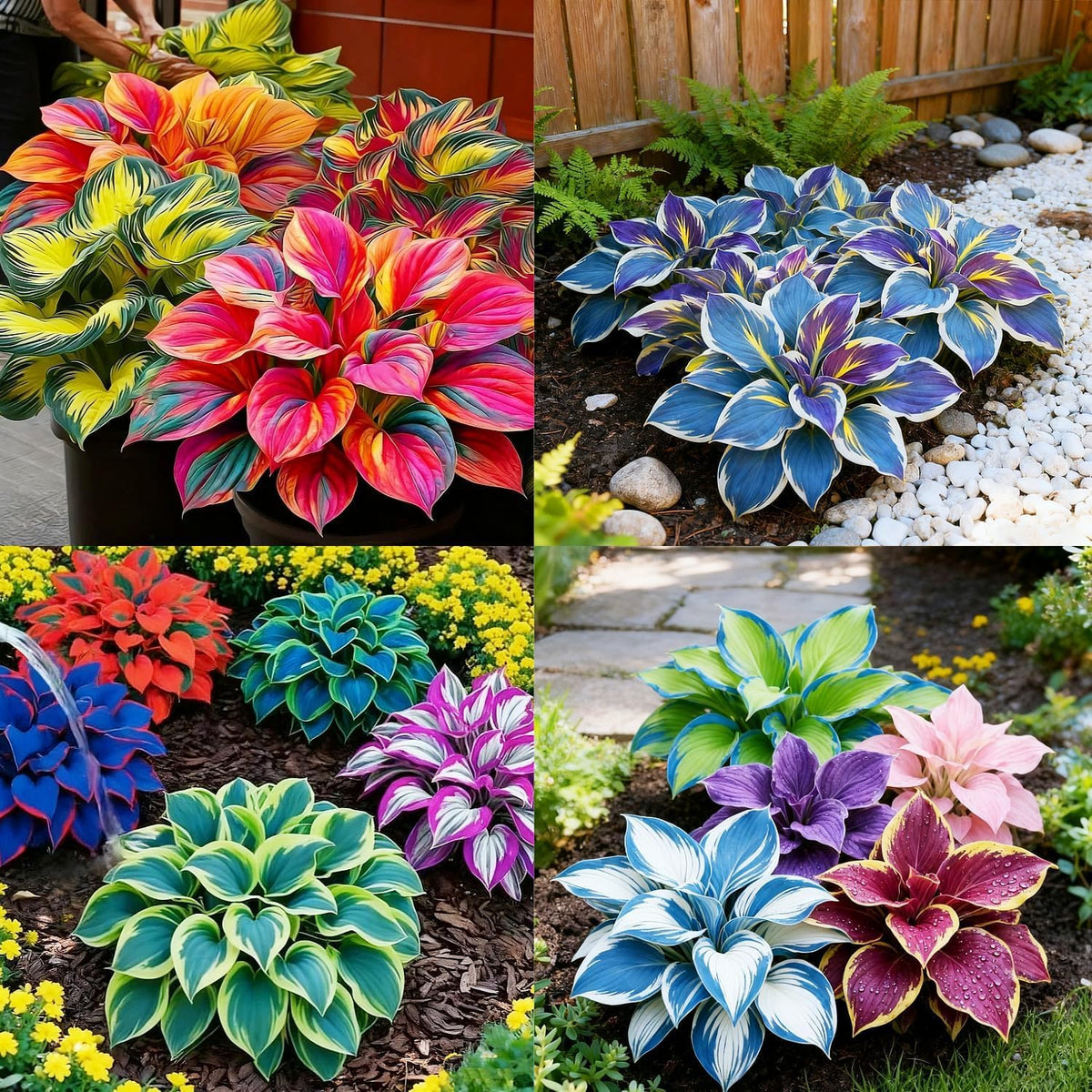 Hosta planting creating attractive foliage in a shaded garden border

